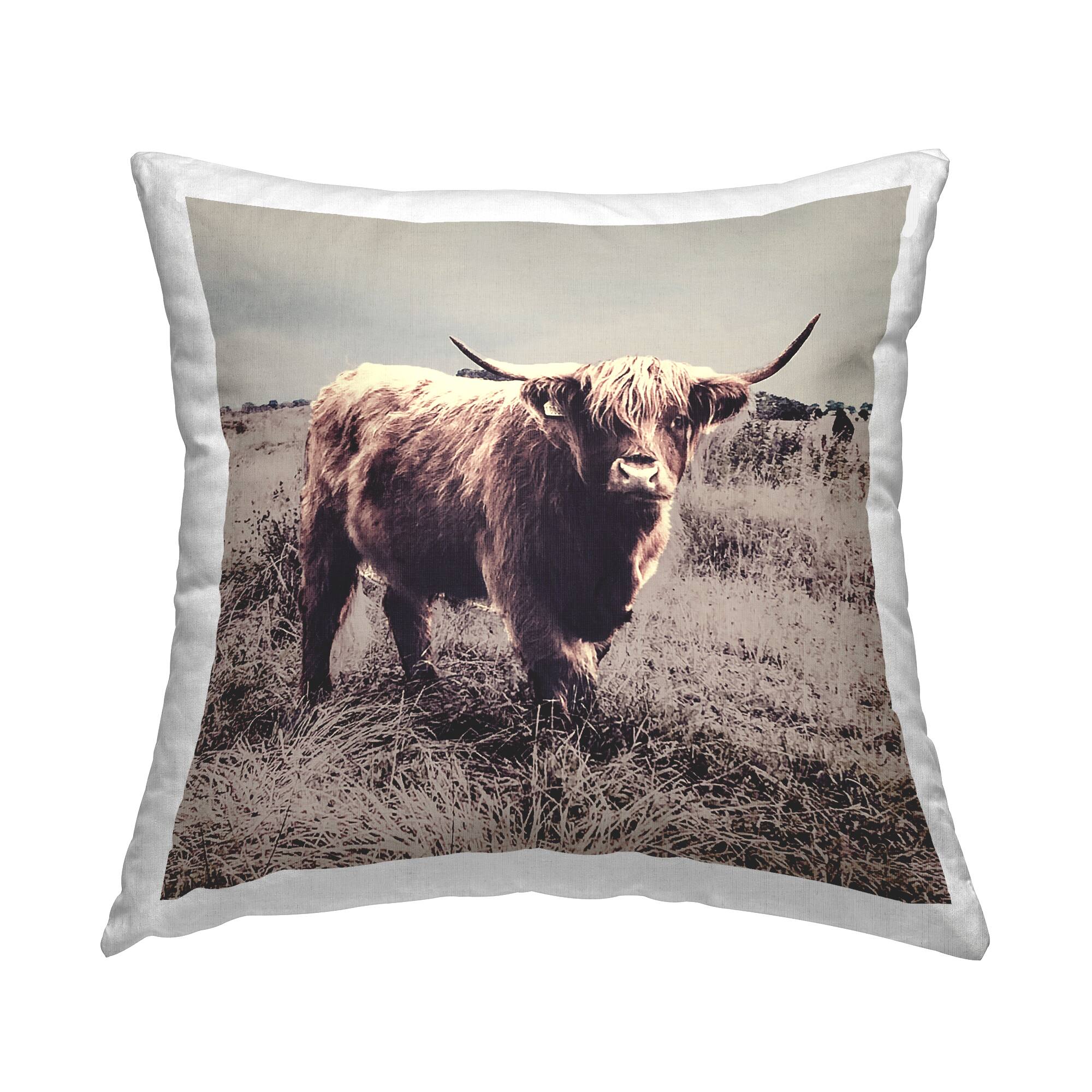 Stupell Industries Farm Cattle Rustic Vintage Styling Muted Tones Throw Pillow 18" x 18"